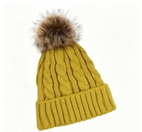 Bonnet d'hiver en tricot torsadé avec pompon, épais et chaud, en acrylique, pour femme, doux et extensible, plusieurs couleurs, fournisseur de bonnets