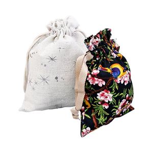 Eco Canvas Printed Cotton Linen Draw String <b>Bags</b> <b>Gift</b> Packaging Custom Logo Small Drawstring <b>Bag</b> - Product Image 5