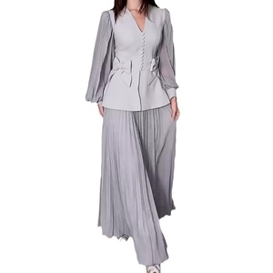 New Women's Solid Color Elegant Long Sleeve Bow Shirt Skirt 2-Piece Set Fashion - Product Image 6