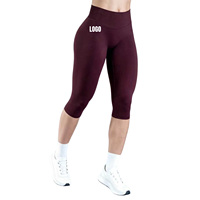 Pantalon de sport sans couture personnalisé pour le yoga, la course et l'entraînement, taille haute, effet ventre plat, longueur mi-cuisse, leggings de yoga effet fessier galbé pour femme