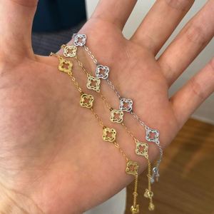 Pulseras de la Suerte Dylam con Diseño de Moda, Baño de Rodio y Oro de 14K/18K, Cadena de Plata S925, Dijes de Flor y Trébol con Circonita Cúbica 5A - Product Image 2