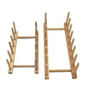 ชั้นวางจานไม้พร้อมที่วางแก้วสำหรับห้องครัว ที่วางจานแบบมีที่ระบายน้ำ ดีไซน์เรียบง่าย สีพื้น รูปทรงสี่เหลี่ยม - Product Image 2