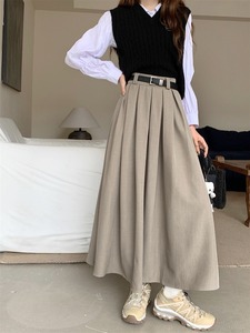 Demi-jupe d'été avec nœud à taille haute Slim Medium Length One-Line Ballet Style Fluffy Pancake Design Ruched Dot Pattern Silk - Product Image 1