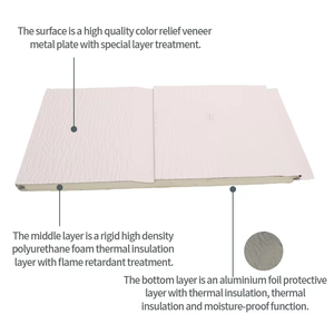 Panneau sandwich métallique moderne à motif brique gaufrée avec isolation thermique en mousse pour murs extérieurs, entrepôts et gîtes - Product Image 3