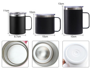 Mug de voyage et de camping isotherme à double paroi en acier inoxydable blanc avec poignée, personnalisable avec logo et motifs OEM, 12oz, 14oz, 16oz - Product Image 6