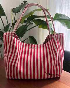 Summer New Fashion <b>Large</b> Capacity Ladies Canvas Beach Handbag Striped Cotton Shopping Tote Bag - Product Image 3
