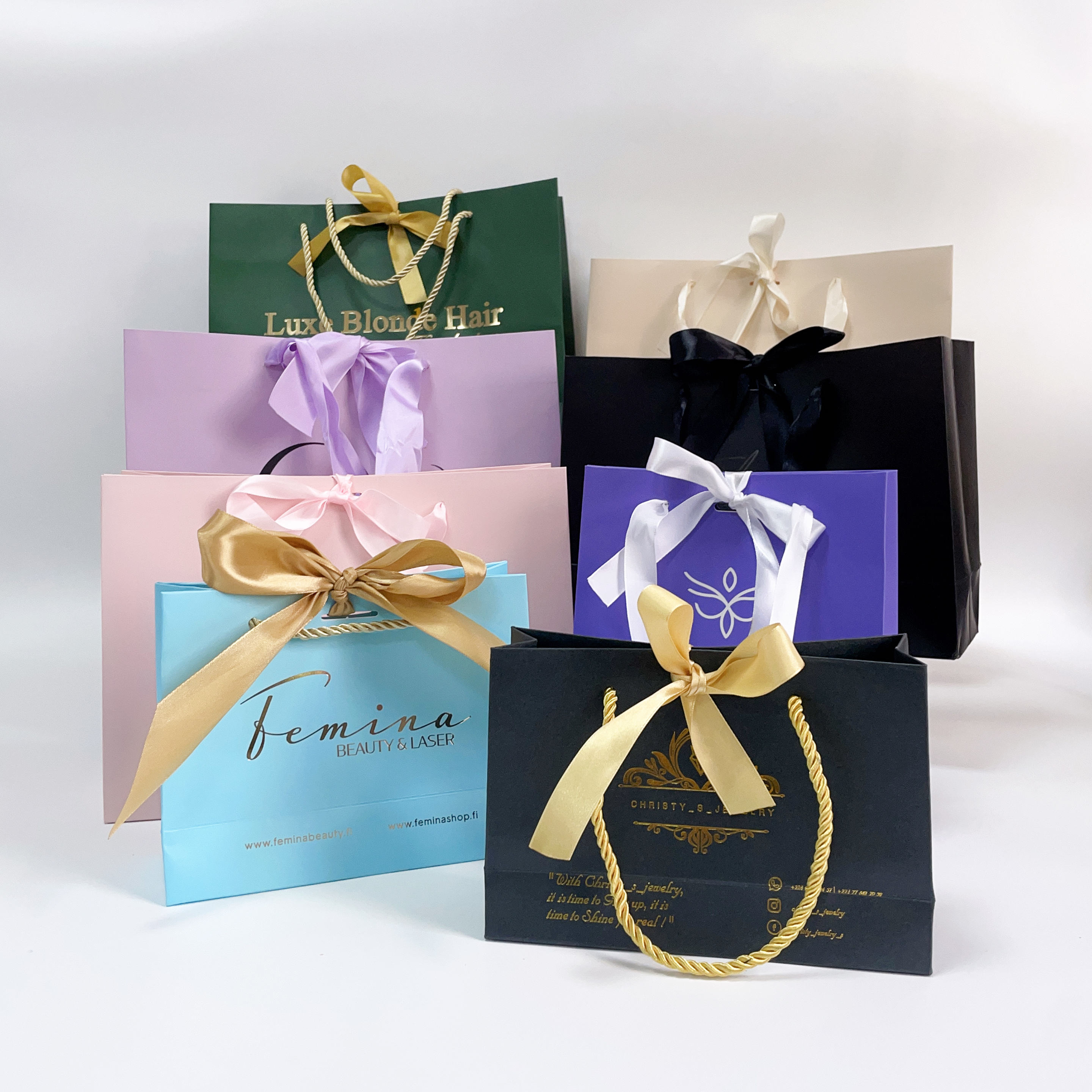 Paper bag with ribbon bowknot