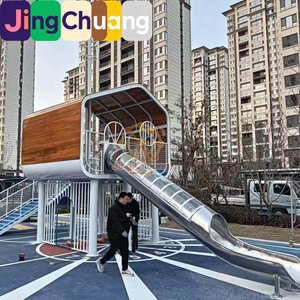 Grand toboggan extérieur en acier inoxydable, pont-corridor, installations <span class=keywords><strong>de</strong></span> divertissement, aire <span class=keywords><strong>de</strong></span> jeux pour enfants, maison dans les arbres, passerelle en planches - Product Image 1