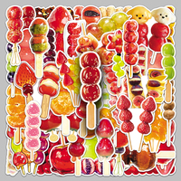50 stuks fabrieksaanbieding cartoon voedsel-thema waterdichte gestructureerde gestanste gecoate hawthorn stickers voor het decoreren van telefoonhoesjes