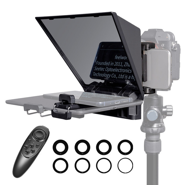 FEELWORLD Mini Teleprompter Support up to 8" Smartphone/Tablet Prompting Smartphone DSLR Shooting with APP Remote Control TP2A