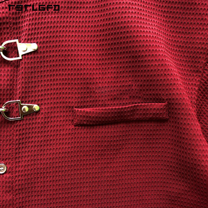 Chemise à manches courtes pour <span class=keywords><strong>homme</strong></span>, couleur bordeaux rétro, avec boucle de pompier, fermoir à homard, logo personnalisé, haute qualité - Product Image 5