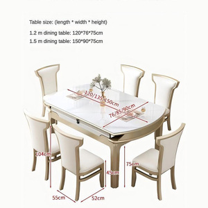 Meubles de salle à manger pour maison Ensemble de <span class=keywords><strong>table</strong></span> à manger rétractable blanche et dorée en pierre frittée personnalisée avec chaises pour 6 personnes bon marché - Product Image 6