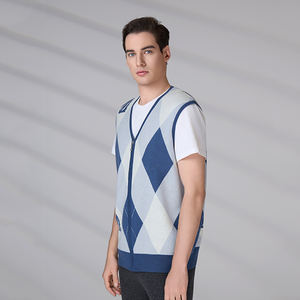 Customized Anti-Wrinkle Autumn Winter Knit <b>Jumper</b> Casual Sleeveless Full Zipper Knitwear Wool Sweater Vest - Product Image 6