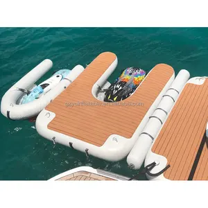 Piattaforma gonfiabile dell'isola galleggiante dell'acqua gonfiabile in PVC jet ski dock stazione della barca a motore gommone U Dock