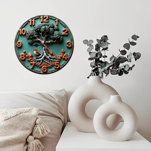 <b>Round</b> Wooden Wall Clock 25x25cm Plain Face Quiet Non Ticking For Home Living Room Decor - Product Image 2