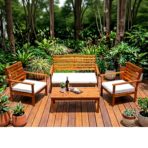 THINH PHU OLIVER Ensemble de canapés fonctionnels en bois d'acacia - Mobilier d'extérieur contemporain pour jardin et salon - Emballage personnalisé - Product Image 1