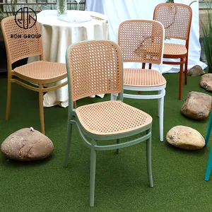 Toptan basit tasarım çoklu renk Rattan ve plastik sandalyeler açık su geçirmez bahçe sandalye
