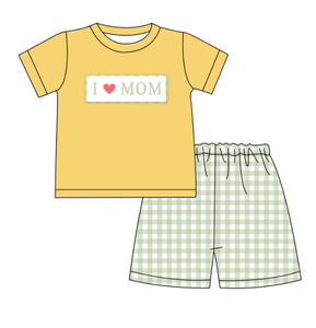Ropa de verano para niños y niñas al por mayor, ropa floral para niños pequeños I love mom, traje para Hermanos, vestido para niños, ropa de verano fruncida - Product Image 5