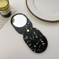 SAIYII Ensemble peigne et miroir rétro personnalisé avec logo, en acétate épaissi, miroir double face