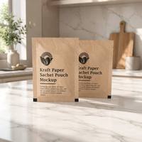 Sachet d'emballage en papier kraft biodégradable, qualité alimentaire, imprimé sur mesure, pour sucre en poudre