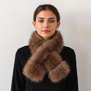 Nouveau <span class=keywords><strong>Snood</strong></span> Carré <span class=keywords><strong>en</strong></span> <span class=keywords><strong>Fausse</strong></span> <span class=keywords><strong>Fourrure</strong></span> de Renard, Multifonctionnel et Décontracté, Écharpe Croisée Double Face Épaisse et Chaude pour Femme, 90 cm - Product Image 2