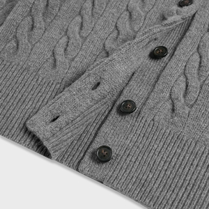 <span class=keywords><strong>Cardigan</strong></span> in Lana 100% Personalizzato, Classico Tinta Unita, Lavorazione a Trecce, Manica Lunga, Spesso, Abbigliamento Femminile - Product Image 3