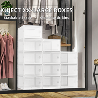 Boîte de rangement pour chaussures, double, transparente, en plastique, magnétique, pliable, anti-poussière, pour usage domestique