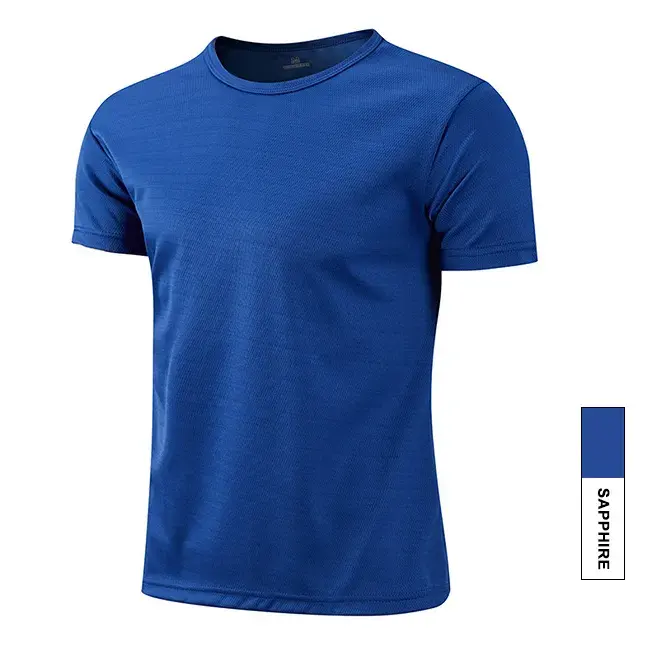 Camiseta deportiva lisa de secado rápido, Camiseta 100% de poliéster de manga corta para correr, Polo impreso personalizado, venta al por mayor