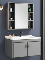 Lavabo flottant de maquillage en mdf de style européen de luxe, charnière en acier inoxydable, armoire de salle de bain moderne, vanité
