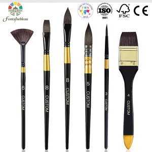 6 pinceaux plats écologiques en poils synthétiques d'écureuil pour aquarelle et peinture artistique, fournitures d'art en gros, pinceaux de peinture scolaire - Product Image 1