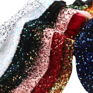 Bán buôn thời trang mới sang trọng sáng bóng căng Holographic Sequins thêu Polyester Vải cho đám cưới