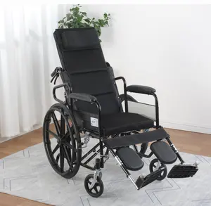 كرسي متحرك قابل للنقل بهيكل للاتكاء يدويًا واستلقاء قابل للتعديل الهيدروليكي للكبار