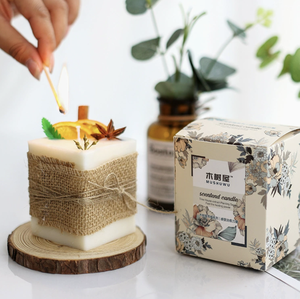 Candélabre d'arômes bleu fait main en cire de soja parfumée pour l'aromathérapie et la décoration intérieure – Cadeau artisanal parfumé à base de plantes pour fêtes - Product Image 3
