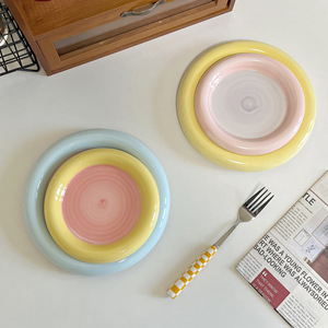 Assiette Ronde en Céramique à Bord Épais, Assiette Créative pour Steak, Vaisselle Nordique, Assiette en Céramique pour Plat Principal, Ustensiles de Cuisine - Product Image 5