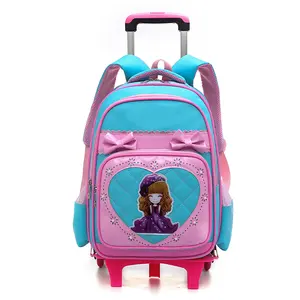 حار بيع 3d الكرتون الاطفال أكياس حقيبة المدرسة مع عجلات التلوين تخصيص حزم المتداول الاطفال حقائب بعجلات عربة