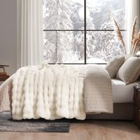 Plaid en fausse fourrure de lapin de luxe, ultra doux, moelleux, confortable et chaud pour canapé, lit ou fauteuil.
