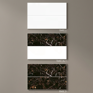 Azulejos de Cerámica Pulidos Decorativos para Pared y Suelo, 300x450mm, Diseño Ondulado en Relieve, Color Negro Oscuro, Impermeables, para Interiores, Baños y Centros Comerciales - Product Image 2