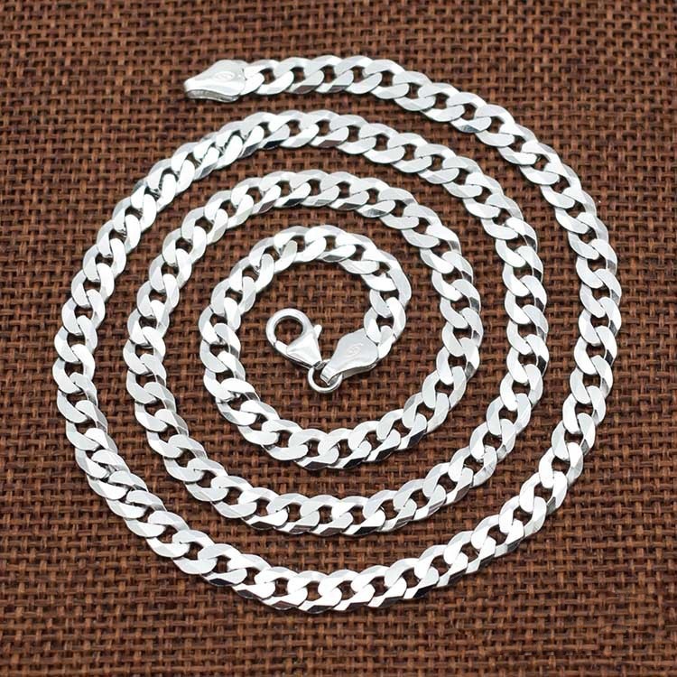 925 sterling silver curb necklace 6mm