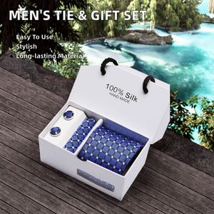 Promotion SEEYOME Men's <b>Tie</b> Square Cufflinks Nylon Fashionable Business Cooperation Wedding Gift Box Set Graduation Suit - Product Image 2