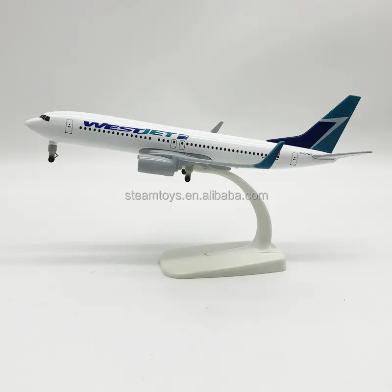 20CM Canada WestJet Airline Boeing B737-800 Diecast Plane Model 1/300 Scale WESTJET 737 Aircraft Model Vehicles