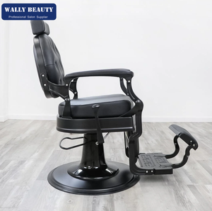 Sillón de Barbería de Lujo Vintage de Cuero Marrón Reclinable con Bomba Hidráulica de Alta Resistencia para Peluquería y Estilismo - Product Image 5