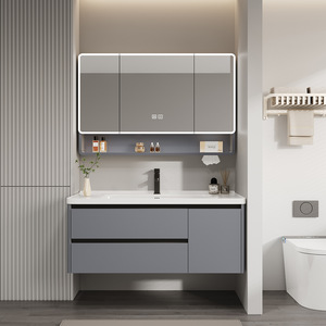 Modern Aluminum Honeycomb Bathroom Cabinet Integrated Ceramic Basin Smart <b>Mirror</b> Eco-Friendly Water Resistant Soft Closing Doors - Product Image 5