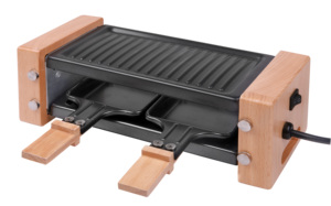 Mini <span class=keywords><strong>raclette</strong></span> électrique avec poignée en bois véritable inspirée de la nature Contrôle de la température Prise américaine Appareil de cuisine pour barbecue intérieur - Product Image 3