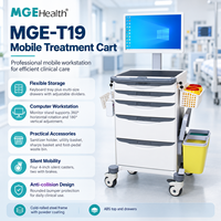 Chariot médical moderne en fer à 4 tiroirs, support de moniteur, plateau pour clavier, chariot informatique, support de moniteur 22 pouces, silencieux, pour hôpital