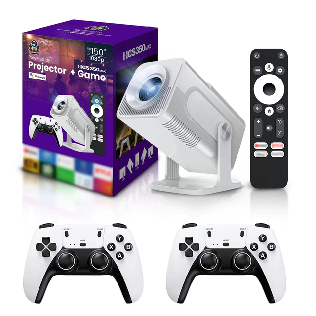 HCS350 Max Gaming Android 11 LED Cinema Projector 1000 Ansi Beam Light 1+8G Allwinner H713 3D HD FHD 4K Max Mini Projector