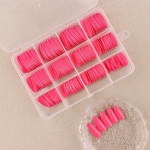 เล็บปลอมแบบกดติด 240 ชิ้น/กล่อง ทรงอัลมอนด์สั้น สีพื้น ปิดเต็มเล็บ สำหรับตกแต่งเล็บ ทำเล็บมือ - Product Image 4