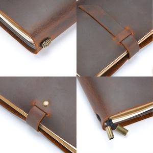 High Quality <b>A5</b> Size Hardcover Crazy Horse Leather Dairy Journal <b>Notebook</b> - Product Image 6