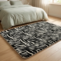 Premium Weicher Kunstfell-Teppich Flauschiger Kaninchenfell-Plüschteppich Zebra-Muster Teppich für Wohnzimmer Schlafzimmer Heimdekoration Bodenmatte
