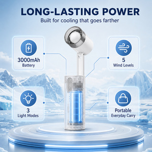 Mini ventilateur pliable portatif avec lumière LED, rechargeable par USB, grande autonomie, moteur sans balais, mini ventilateur portable avec lumière LED - Product Image 6