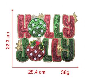 แผ่นปะติดเสื้อยืด ฮู้ดดี้ ลายต้นคริสต์มาส มนุษย์ขนมปังขิง และหนูฮอลลี่จอลลี่  ปักด้วยไหมเชนีลล์ ขอบกลิตเตอร์  สำหรับตกแต่ง - Product Image 5